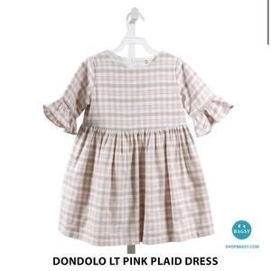 Toddler Girls Size 4t Dondolo Dress Pink Grey Plaid Bell Sleeve